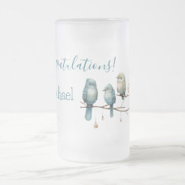 Whimsical Birds on Branches Pastel Baby shower Matglas Bierpul
