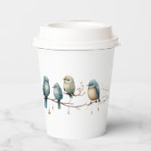 Whimsical Birds on Branches Pastel Baby shower Papieren Bekers (Achterkant)