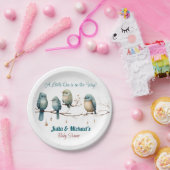 Whimsical Birds on Branches Pastel Baby shower Papieren Bordje (Feest)
