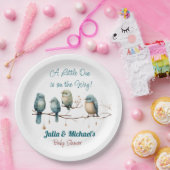Whimsical Birds on Branches Pastel Baby shower Papieren Bordje (Feest)