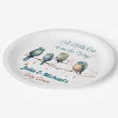 Whimsical Birds on Branches Pastel Baby shower Papieren Bordje (Gekanteld)