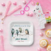 Whimsical Birds on Branches Pastel Baby shower Papieren Bordje (Feest)