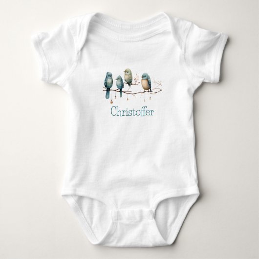 Whimsical Birds on Branches Pastel Baby shower Romper (Voorkant)