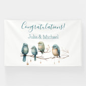 Whimsical Birds on Branches Pastel Baby shower Spandoek (Horizontaal)