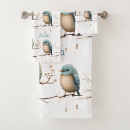Whimsical Birds on Branches Tijdloze Elegantie Bad Handdoek