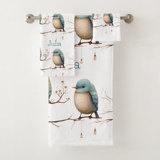 Whimsical Birds on Branches Tijdloze Elegantie Bad Handdoek (Insitu)