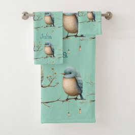 Whimsical Birds on Branches Tijdloze Elegantie Bad Handdoek
