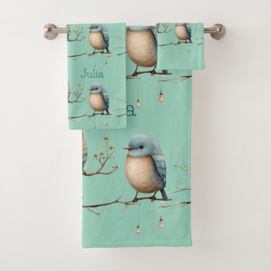 Whimsical Birds on Branches Tijdloze Elegantie Bad Handdoek (Insitu)