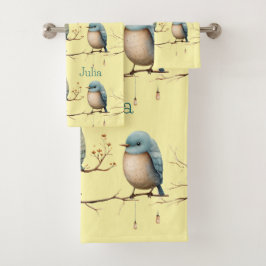 Whimsical Birds on Branches Tijdloze Elegantie Bad Handdoek