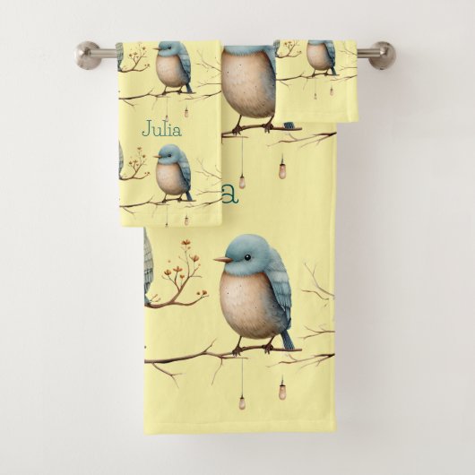 Whimsical Birds on Branches Tijdloze Elegantie Bad Handdoek (Insitu)