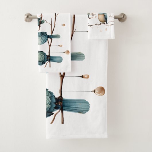 Whimsical Birds on Branches Tijdloze Elegantie Bad Handdoek (Insitu)