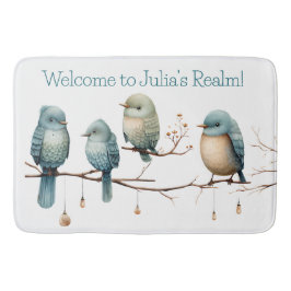 Whimsical Birds on Branches Tijdloze Elegantie Badmat
