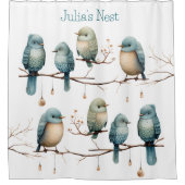 Whimsical Birds on Branches Tijdloze Elegantie Douchegordijn (Voorkant)