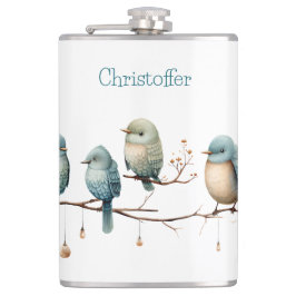 Whimsical Birds on Branches Tijdloze Elegantie Heupfles