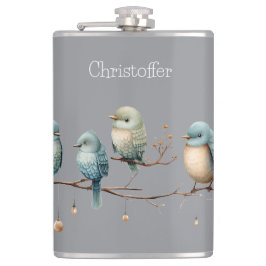 Whimsical Birds on Branches Tijdloze Elegantie Heupfles