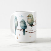 Whimsical Birds on Branches Tijdloze Elegantie Koffiemok (Voorkant links)