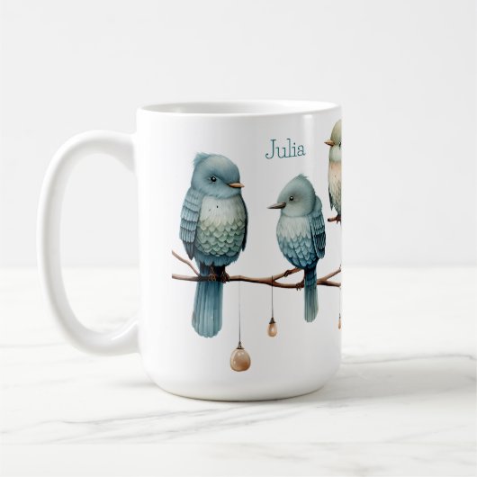 Whimsical Birds on Branches Tijdloze Elegantie Koffiemok (Links)
