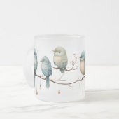 Whimsical Birds on Branches Tijdloze Elegantie Matglas Koffiemok (Voorkant links)