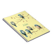 Whimsical Birds on Branches Tijdloze Elegantie Notitieboek (Rechterzijde)