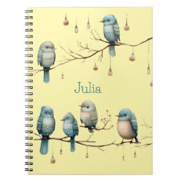 Whimsical Birds on Branches Tijdloze Elegantie Notitieboek