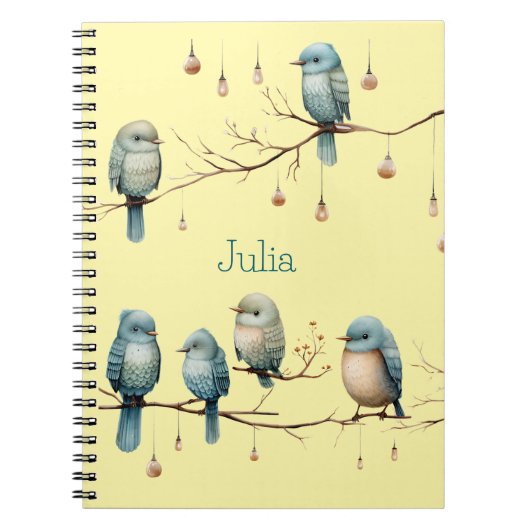 Whimsical Birds on Branches Tijdloze Elegantie Notitieboek (Voorkant)