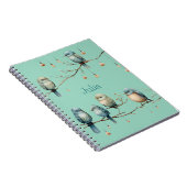 Whimsical Birds on Branches Tijdloze Elegantie Notitieboek (Rechterzijde)