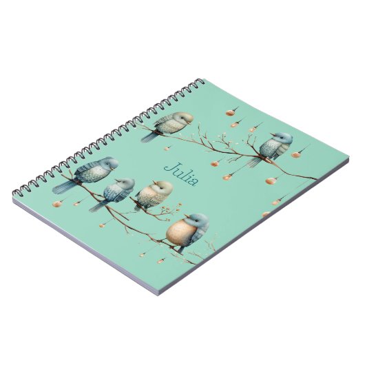 Whimsical Birds on Branches Tijdloze Elegantie Notitieboek (Linkerzijde)