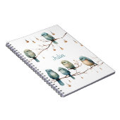 Whimsical Birds on Branches Tijdloze Elegantie Notitieboek (Rechterzijde)
