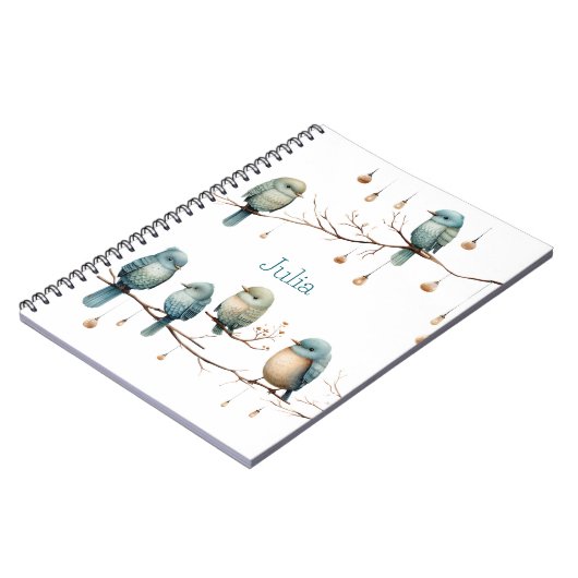 Whimsical Birds on Branches Tijdloze Elegantie Notitieboek (Linkerzijde)