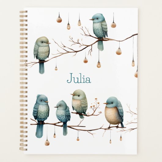Whimsical Birds on Branches Tijdloze Elegantie Planner (Voorkant)
