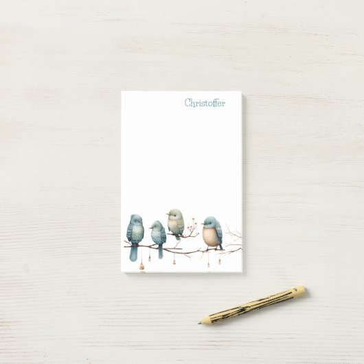 Whimsical Birds on Branches Tijdloze Elegantie Post-it® Notes (Op bureau)