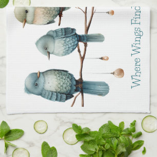 Whimsical Birds on Branches Tijdloze Elegantie Theedoek