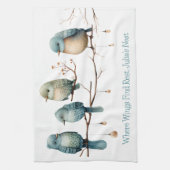 Whimsical Birds on Branches Tijdloze Elegantie Theedoek (Verticaal)