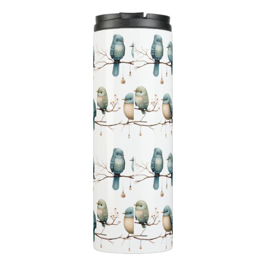 Whimsical Birds on Branches Tijdloze Elegantie Thermosbeker (Achterkant)