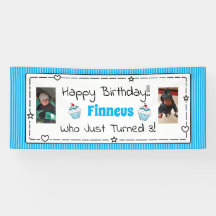 Whimsical Birthday Banner met de foto van het kind