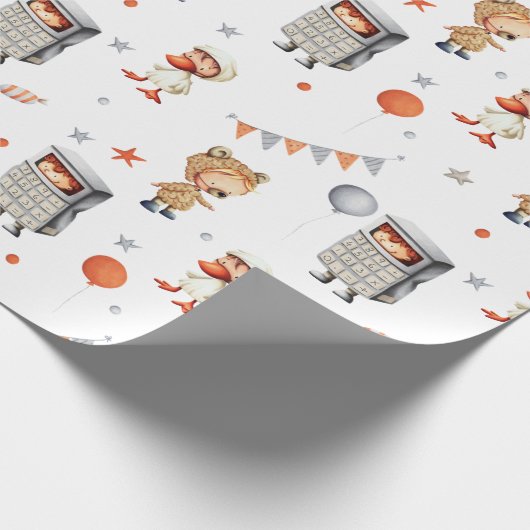 Whimsical Birthday Beer Duck Calculator Costuum Cadeaupapier (Hoek)