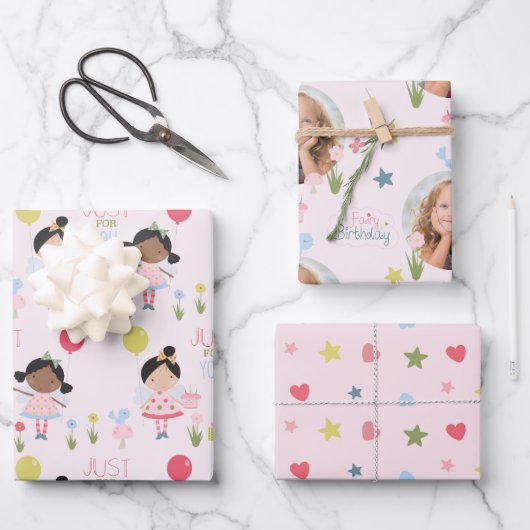 Whimsical Birthday fairy roze gepersonaliseerde Wr Inpakpapier Vel (Voorkant)