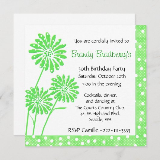 Whimsical Birthday Invitation Kaart (Voorkant / Achterkant)