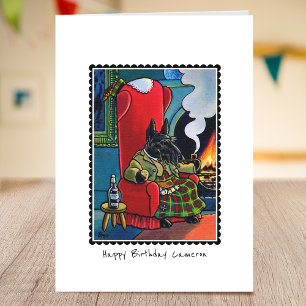 Whimsical Birthday Scottie Gevouwen Wenskaart Kaart