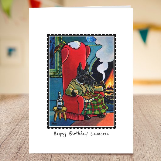 Whimsical Birthday Scottie Gevouwen Wenskaart Kaart