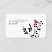 Whimsical Black and Pink Bird Visitekaartje (Achterkant)