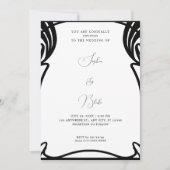 Whimsical Black and White Art Deco Wedding Kaart (Voorkant)