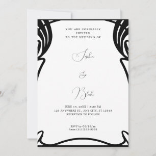 Whimsical Black and White Art Deco Wedding Kaart