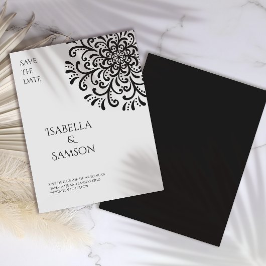 Whimsical Black and White Flourish Save the date