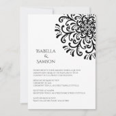 Whimsical Black and white Flourish Wedding Kaart (Voorkant)