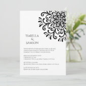 Whimsical Black and white Flourish Wedding Kaart (Staand voorkant)