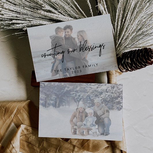 Whimsical Black Blessings 2 Horizontale foto's Feestdagenkaart