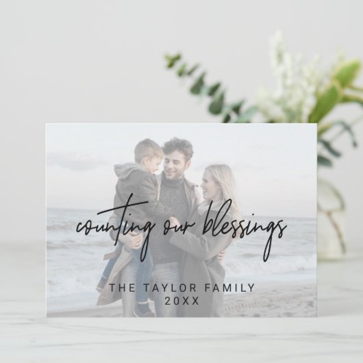 Whimsical Black Blessings 2 Horizontale foto's Feestdagenkaart (Staand voorkant)