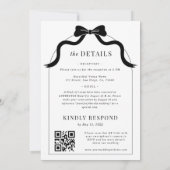 Whimsical Black Bow Frans Alles in een boog bruilo Kaart (Achterkant)