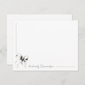 Whimsical Black Bow Full Name or Couple's Names Notitiekaartje (Voorkant / Achterkant)